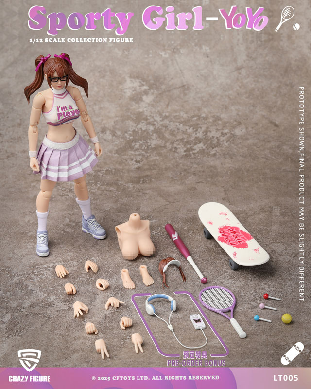 【特典】CRAZY FIGURE LT005 Sporty girl(スポーティーガール)YOYO(ヨーヨー) 1/12スケール可動フィギュア