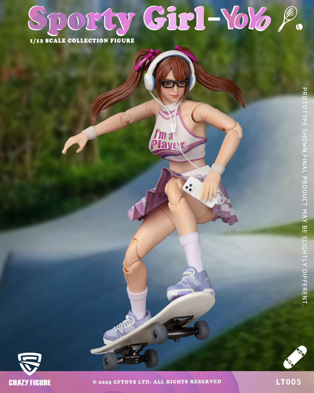 【特典】CRAZY FIGURE LT005 Sporty girl(スポーティーガール)YOYO(ヨーヨー) 1/12スケール可動フィギュア