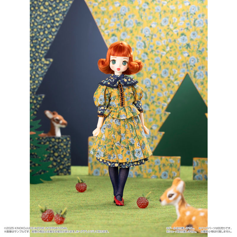 BonBons 花柄MIXブラウス＆スカートセット マスタード×ネイビー (ドール用)