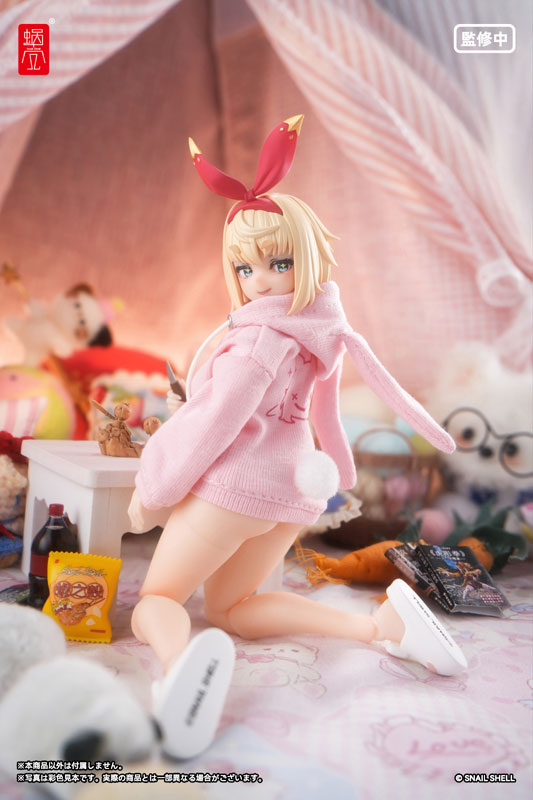 【限定販売】うさ耳パーカー(ピンク)・うさぎスリッパ(ホワイト)(ドール用)