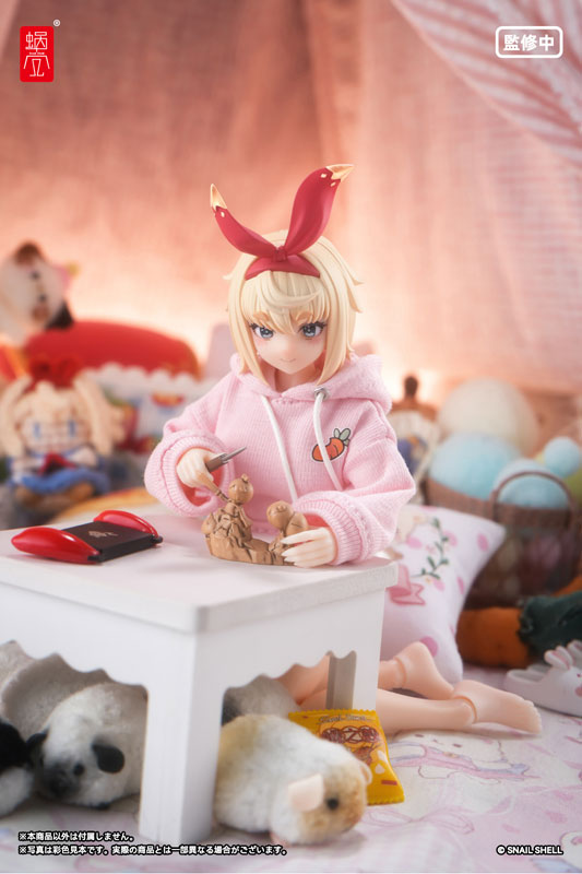 【限定販売】うさ耳パーカー(ピンク)・うさぎスリッパ(ホワイト)(ドール用)