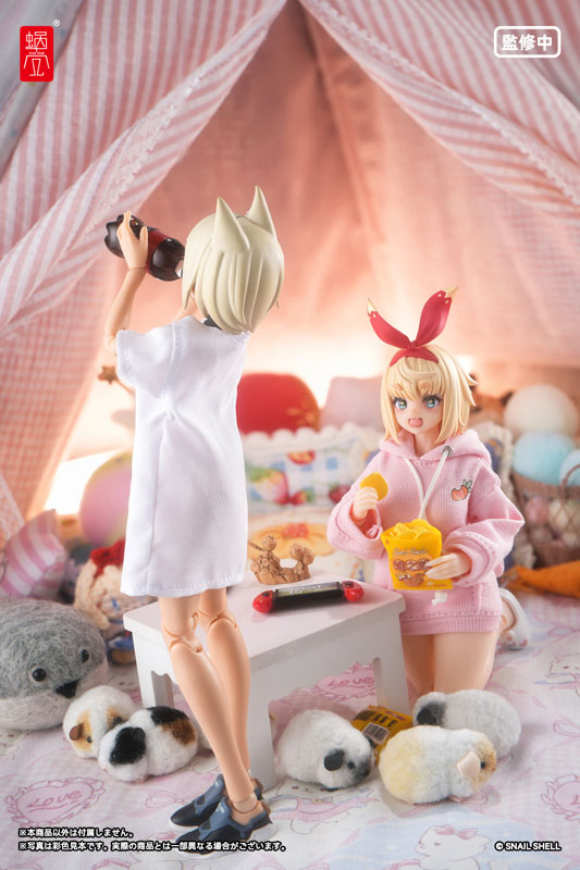 【限定販売】うさ耳パーカー(ピンク)・うさぎスリッパ(ホワイト)(ドール用)