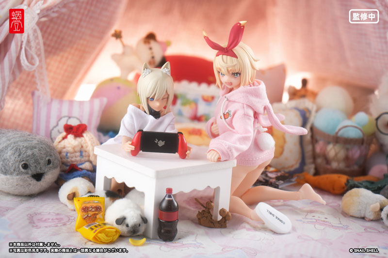 【限定販売】うさ耳パーカー(ピンク)・うさぎスリッパ(ホワイト)(ドール用)