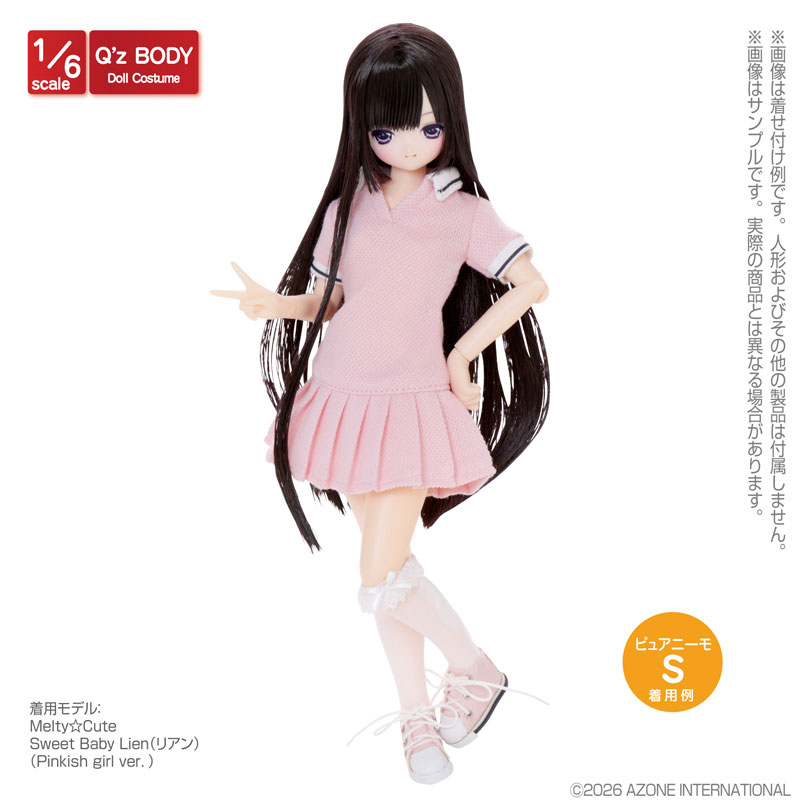 1/6 Q’z プリーツポロミニワンピース ピンク (ドール用)