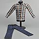 1/6 男性 チェック柄シャツ＆ジーンズ セット (ZY15-25)(ドール用衣装)