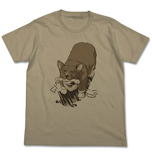 カウボーイビバップ 骨型ガムを咥えたアインのTシャツ/SAND KHAKI-XL