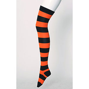 COSPATIOオリジナル ボーダースーパーロングオーバーニーソックス黒×オレンジ-L