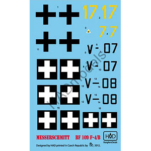 1/48 WW.II ハンガリー空軍 メッサーシュミットBf109 F-4/b デカール