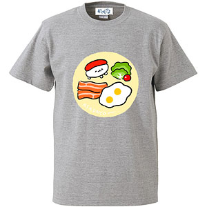 おしゅしだよ 朝ごはんTシャツ グレー(S)