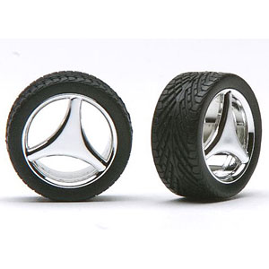 1/24 “THREE SPOKE” ホイール クロームメッキ仕様 タイヤ付4本セット
