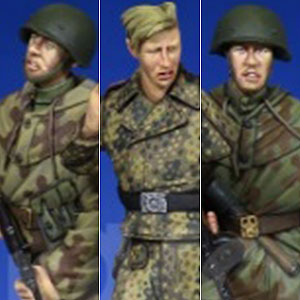 1/35 WWII ロシア/ソ連 ドイツ軍陣地からドイツ戦車兵を連行するロシア赤軍偵察兵 1944-45(3体セット)