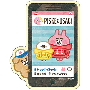 カナヘイの小動物 トラベルステッカー ピスケ＆うさぎのパーカースタイル (3)
