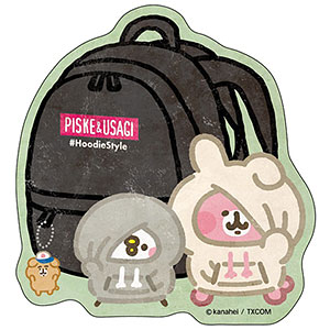 カナヘイの小動物 トラベルステッカー ピスケ＆うさぎのパーカースタイル (4)