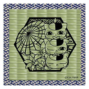 夏目友人帳 切り絵シリーズ 畳コースター トリプルニャンコ先生B