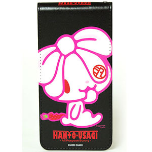 森チャック フリップフリー縦型スマホカバーL 汎用うさぎ BOWKNOT[エー