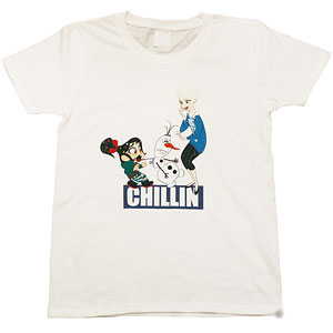 シュガー・ラッシュ オンライン/ ディズニー プリンセス コラボ エルサ Tシャツ ホワイト レディース L