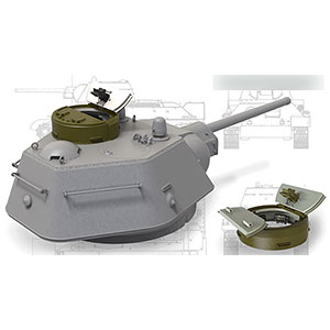 1/35 WWII ロシア/ソ連 T-34用戦車長用キューポラ二枚ハッチ仕様セット(ドラゴン/ズベズダ対応)