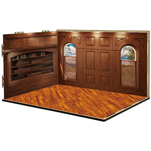 ジオラマルームMセット011「書斎-A01」(シール貼付け済)