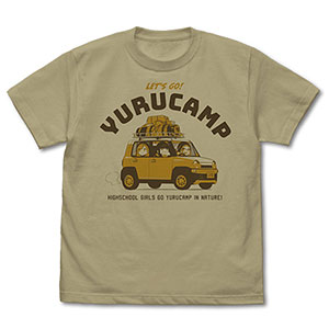 ゆるキャン△ ゆるキャン△カー Tシャツ 鳥羽先生＆千明＆あおい Ver./SAND KHAKI-S