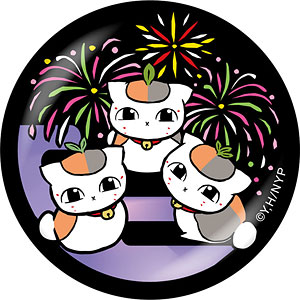 夏目友人帳 切り絵シリーズ 和紙缶バッジ ニャンコ先生A あさがお