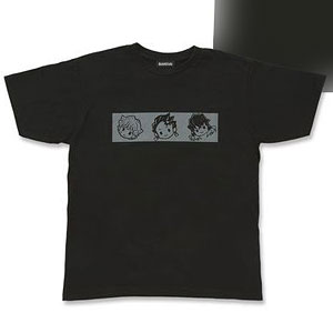 ゆるっと鬼滅の刃 モチーフ柄Tシャツ 集合(炭治郎・善逸・伊之助) S ブラック