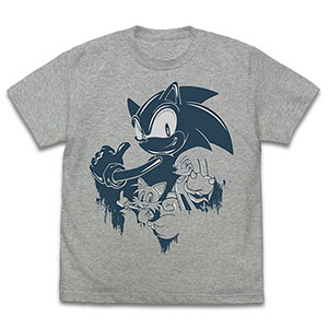 ソニック・ザ・ヘッジホッグ ソニック ウォールペイント Tシャツ/MIX GRAY-M