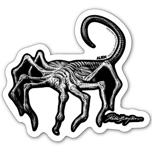ALIEN FACE HUGGER Sticker Artwork by Rockin’Jelly Bean/ White