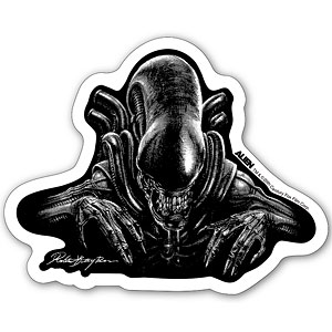 ALIEN BIG CHAP Sticker Artwork by Rockin’Jelly Bean/ White