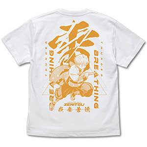 鬼滅の刃 無限列車編 雷の呼吸 我妻善逸 Tシャツ/WHITE-L