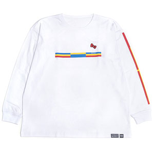 ガンダム×ハローキティ 超ミニマルガンダムグラフィック×キティリボン ロンT unisex WHT M