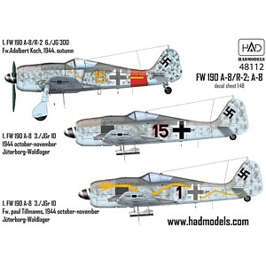 1/48 WW.II ドイツ空軍 フォッケウルフ Fw190 A-8/R-2 A-8 デカール