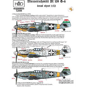 1/72 WW.II ハンガリー空軍 メッサーシュミット Bf109G-6 デカール