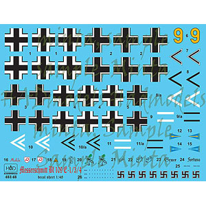 1/48 WW.II ドイツ空軍 メッサーシュミット Bf109 E-1/3/4 パート1 デカール