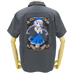 GEE！限定 ご注文はうさぎですか？ BLOOM チノ フルカラーワークシャツ/GRAY-XL