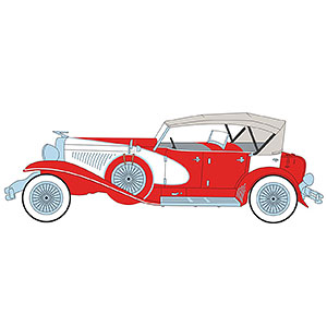 1/18 Duesenberg II SJ - Red and White (Top-Up)