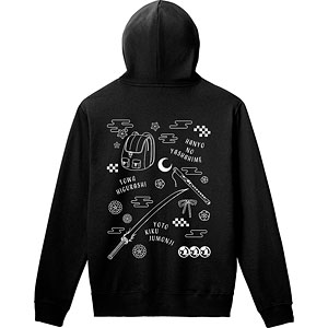 半妖の夜叉姫 日暮とわ モチーフ柄 バックプリントパーカー メンズ S