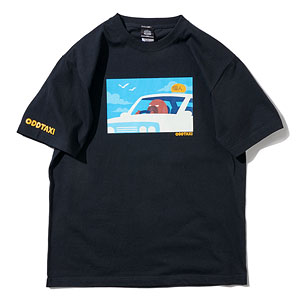 オッドタクシー イラストTシャツ＆ステッカーセット 小戸川 ブラック L