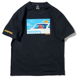 オッドタクシー イラストTシャツ＆ステッカーセット 小戸川 ブラック XL