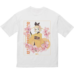 桜ミク 描き下ろしイラスト 鏡音リン Art by kuro BIGシルエットTシャツ ユニセックス XL