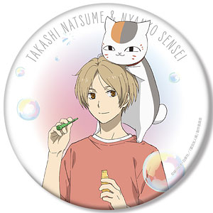 夏目友人帳 描き下ろしイラスト 夏目貴志＆ニャンコ先生 シャボン玉ver. BIG缶バッジ