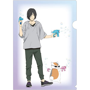夏目友人帳 描き下ろしイラスト 的場静司＆ニャンコ先生 シャボン玉ver. クリアファイル