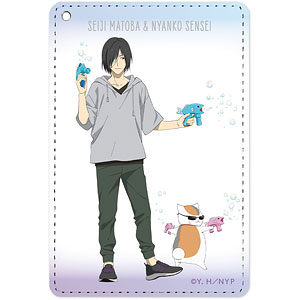 夏目友人帳 描き下ろしイラスト 的場静司＆ニャンコ先生 シャボン玉ver. 1ポケットパスケース