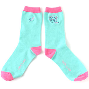 うる星やつら 靴下 ワンポイント刺繍(ミント)