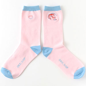 うる星やつら 靴下 ワンポイント刺繍(ピンク)