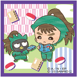 忍たま乱太郎×サンリオキャラクターズ ステッカー(長次×バッドばつ丸)