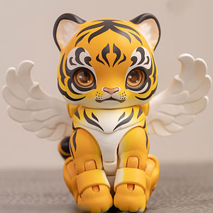 ブラックボックスアクションペットシリーズ第1弾 フライングタイガー＆エジプトキャット 10CMコレクションフィギュア イエロータイガー