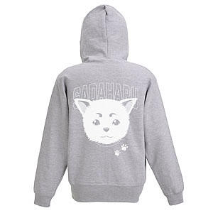 銀魂 定春フェイス ジップパーカー/MIX GRAY-XL