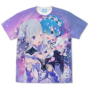 Re：ゼロから始める異世界生活 エミリア＆レム フルグラフィックTシャツ/WHITE-L