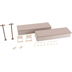 1/80ペーパーキット まちかどアクセサリーシリーズ 島式ローカルホーム 延長セットA(電柱・駅名板)