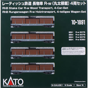 10-1891 レーティッシュ鉄道 長物車 R-w(丸太積載) 4両セット[KATO